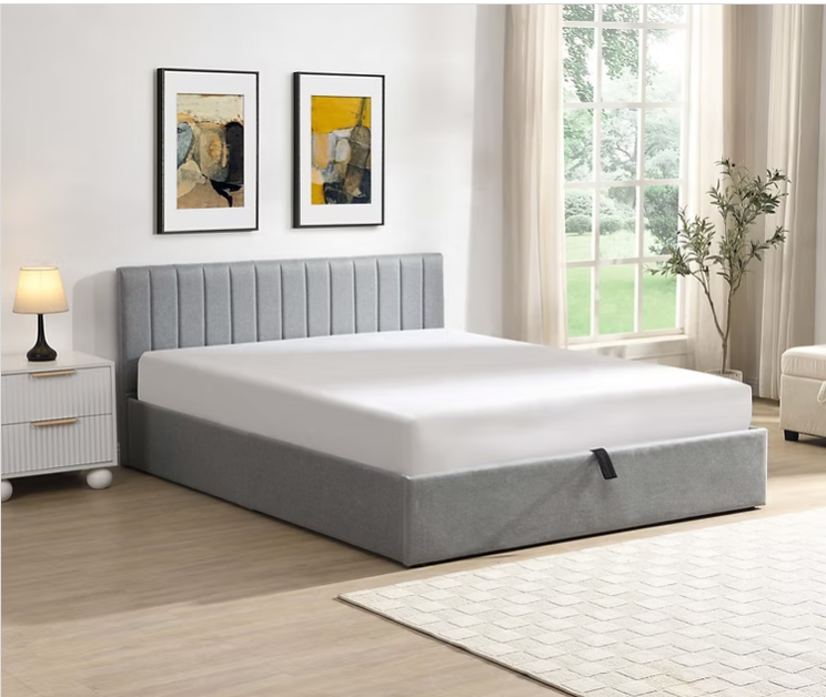 IFDI 5160 Bed (Black PU / Grey Fabric) – Grey Fabric