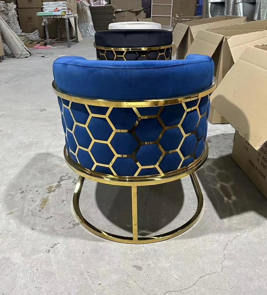 Honey Comb – Metal Low Bar Chair – Blue - Image 2