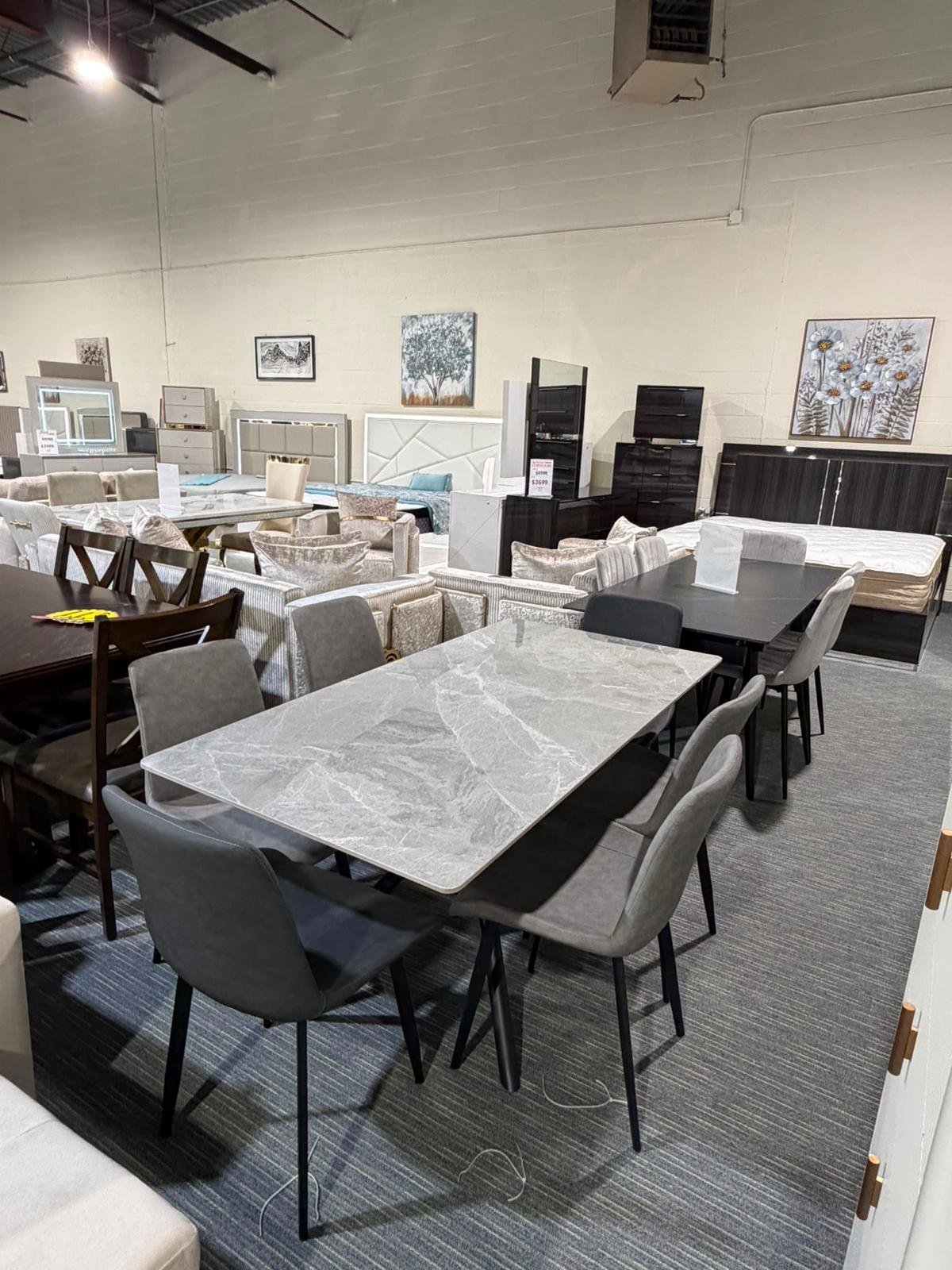 Modern 6-seater rectangular dining set – Grey - Image 2
